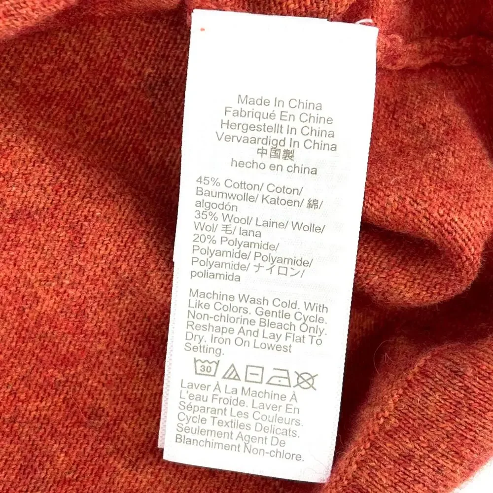 J. Crew Orange Wool/cotton‎ blend long sleeve crew neck sweater (M)